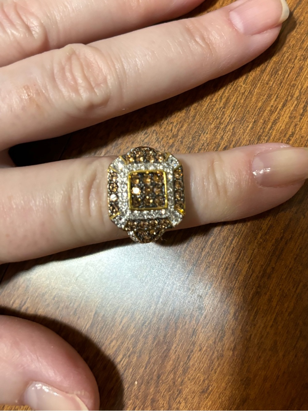 Champagne brilliance with Swarovski crystals Gold-Tone Crystal Cocktail Ring